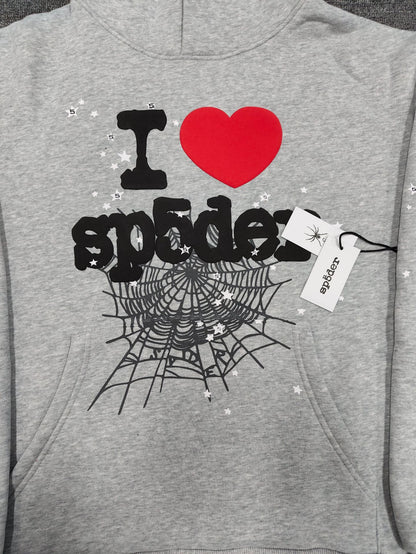 Gmsp5der Sweater Spider Web Love Pullover Hooded Sweater Men's and Women's Hoodies[High Quality]