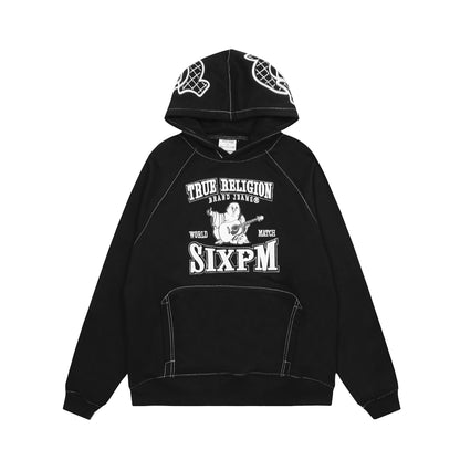 SIXPM American Retro Youth Trendy Outerwear Fashion Zipper Hoodie Fleece Set Pants Unisex Winter