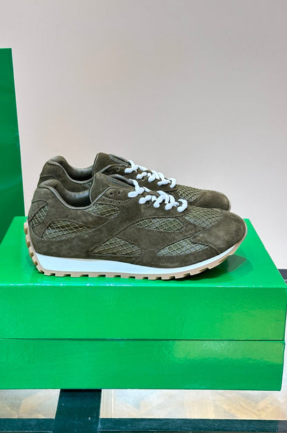 GMabcd New Casual Genuine Leather Mesh Patchwork Dad Shoes Versatile Fashion Couple Lace-up Sneakers