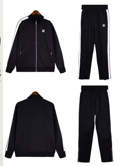 24SS Retro Trend Angel Color Block Embroidered Casual Jacket Top Jacket Set Long Pants Sweatshirt Trend