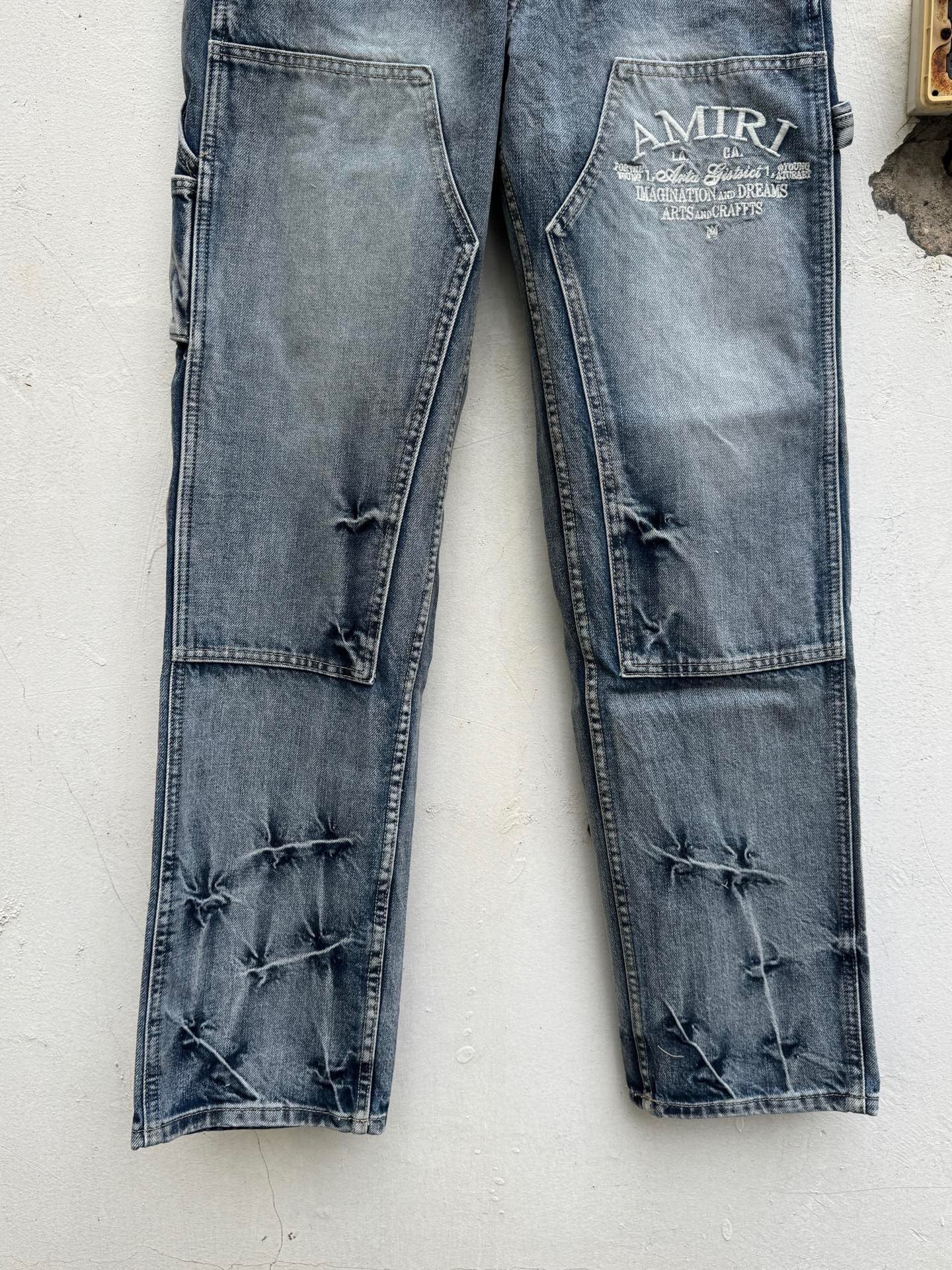 GMAMI New Logging Jeans Embroidered Washed Ripped Jeans Long Pants Unisex