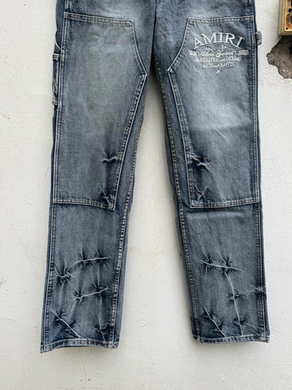 GMAMI New Logging Jeans Embroidered Washed Ripped Jeans Long Pants Unisex