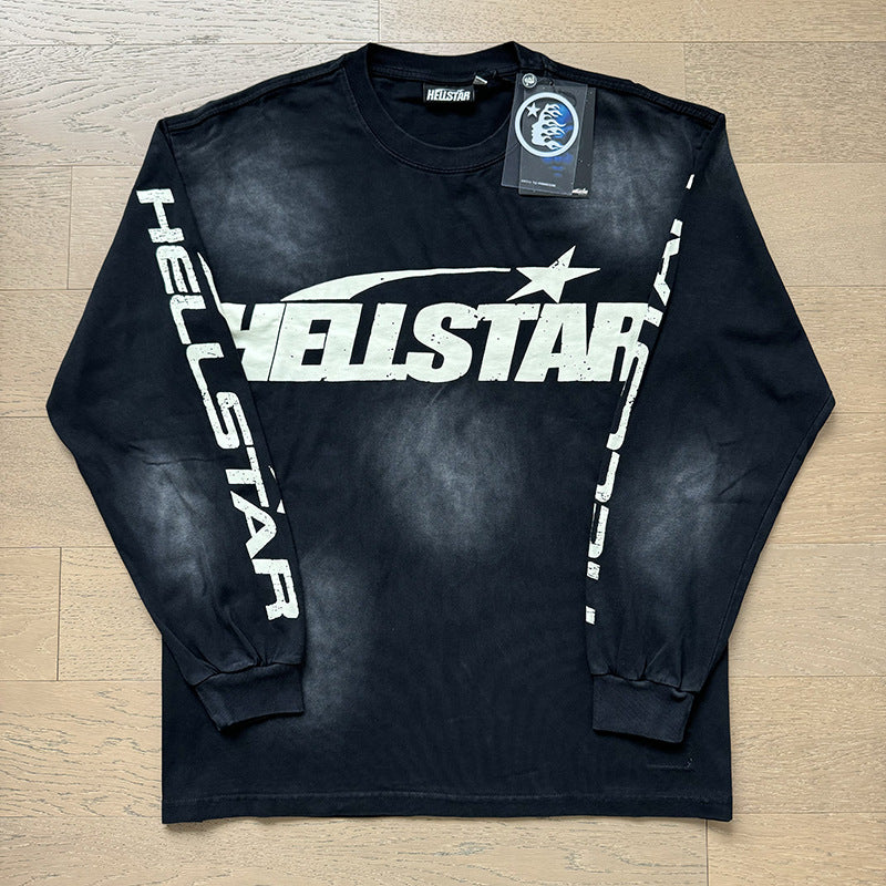2025 Summer New American Fashion Brand Male and Female Couples Wear plus Size Loose Pullover Long Sleeve T-shirt Teenagers