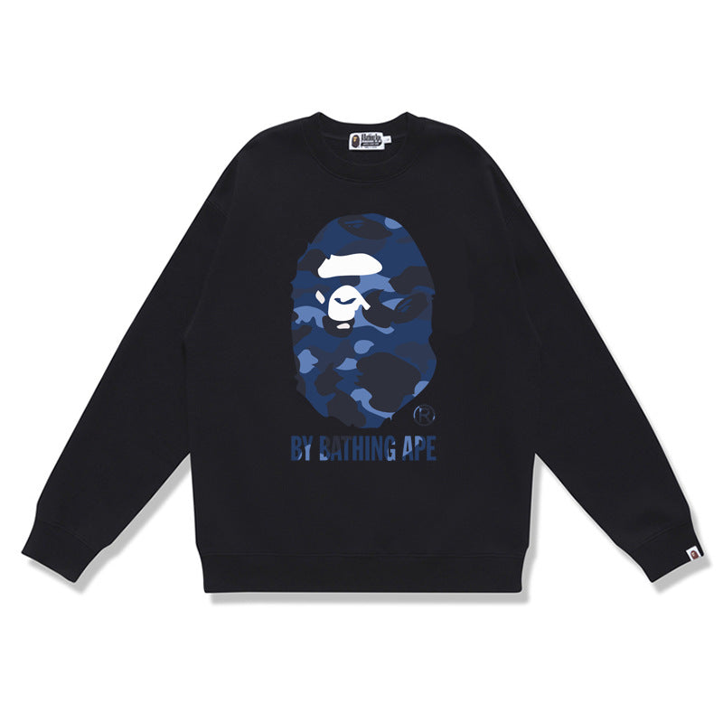 GMabcd Terry Sweatshirt for Men, Autumn and Winter Long Sleeve Letter Print Loose Round Neck Pullover Casual Top Trendy