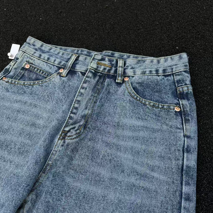 Cleanfit Ice Blue Marble Style Washed Vintage Flared Jeans Distressed Vibes