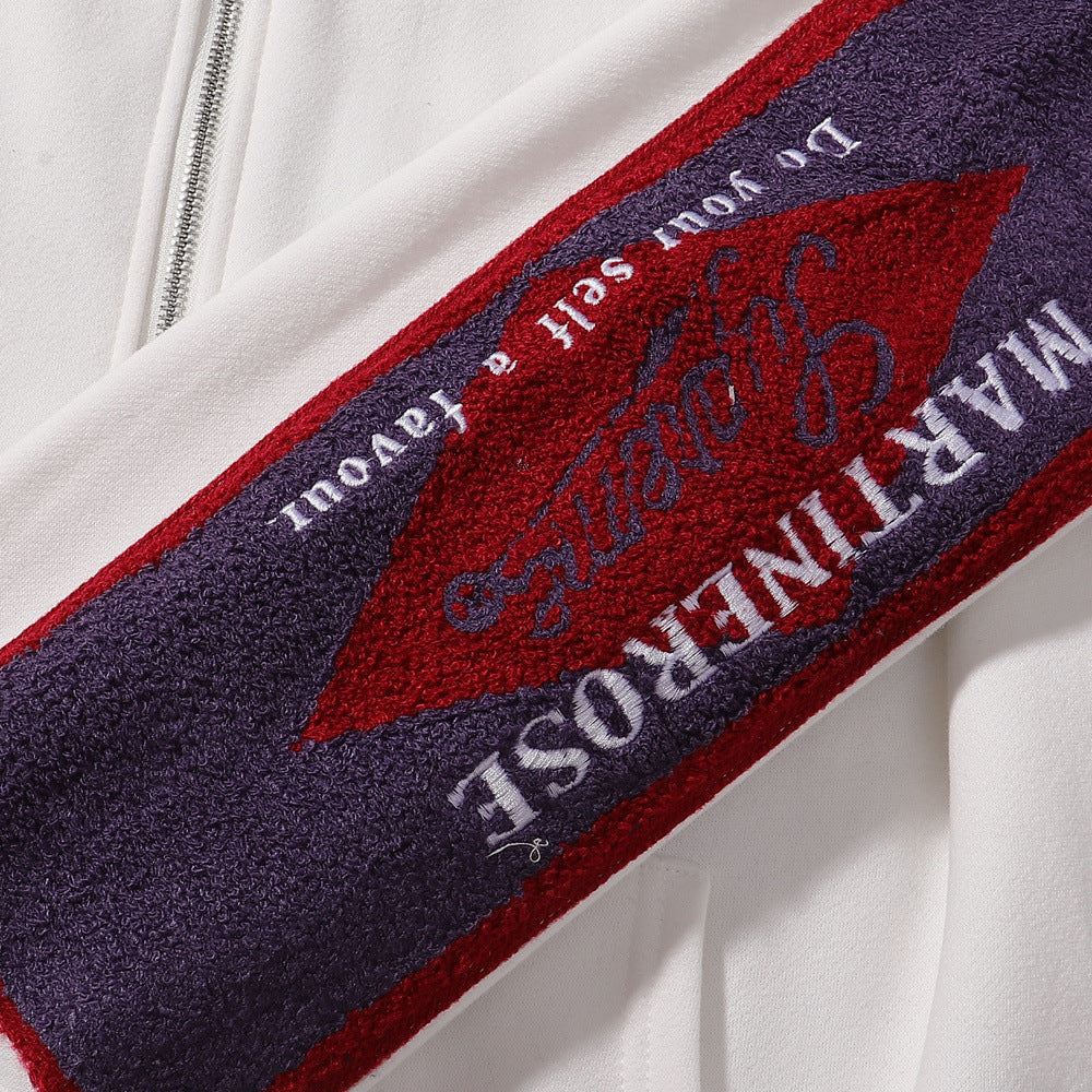 Gmabcd-sup Hoodie Collaboration Joe Loose Fit Autumn Winter Fleece Zipper Jacket Street Fashion Patchwork Hooded Sweatshirt