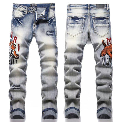 GMAM Heavy Craft Washed Distressed High Street Embroidered Unisex Jeans