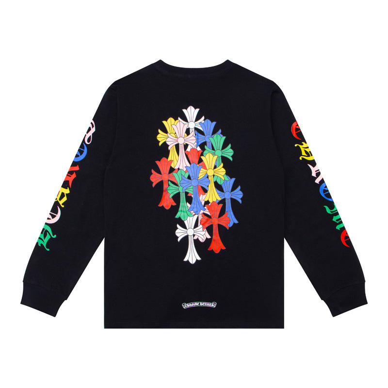 Ch Heart High-Quality Double Yarn Pure Cotton Unisex Printed Long Sleeve T-Shirt