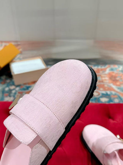 GMabcd Closed-Toe Shoes 2025 Retro Style Thick Sole Height-Increasing Buckle Casual Slip-On