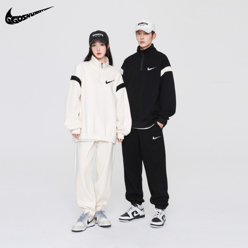 Men's 2024 Sports Casual Set Unisex Autumn Trendy Sweatshirt Long Pants Student Loose Running Two-piece Set
