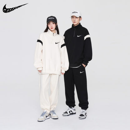 Men's 2024 Sports Casual Set Unisex Autumn Trendy Sweatshirt Long Pants Student Loose Running Two-piece Set