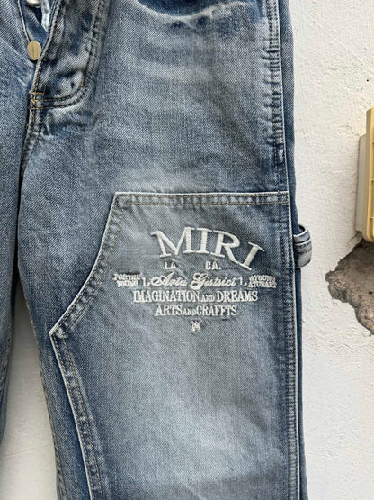 GMAMI New Logging Jeans Embroidered Washed Ripped Jeans Long Pants Unisex