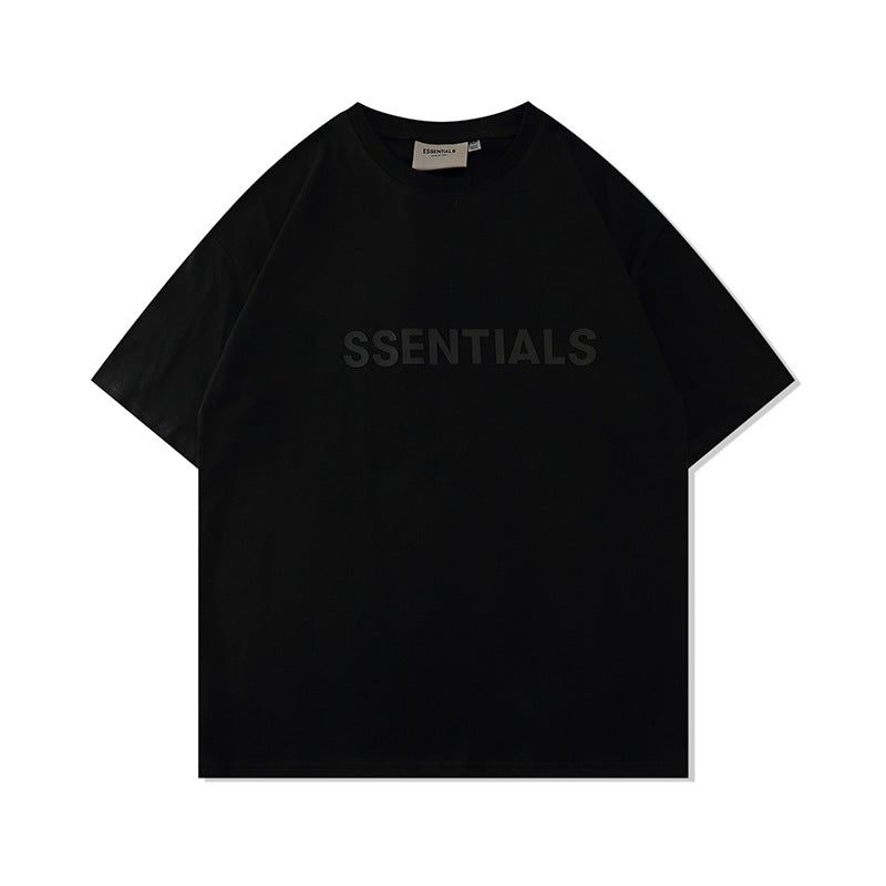 FAG2025 New Double Line Chest Silicone Letter GAD Trendy Loose High Street Short Sleeve T-Shirt for Men