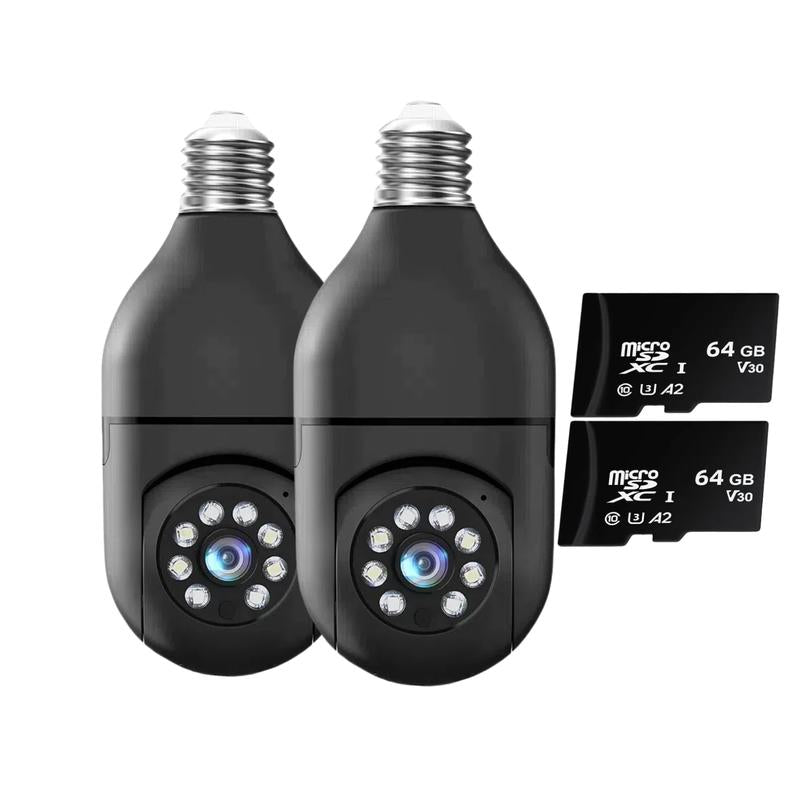 Light Bulb Security Camera with 3MP HD, Infrared Night Vision, Pan/Tilt, 2-Way Audio, Human Detection & Alexa Compatibility