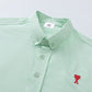 Trendy Brand Am* Small Heart Embroidered Shirt Casual Loose Fit Unisex Couple Style Amy Cotton Long Sleeve Top