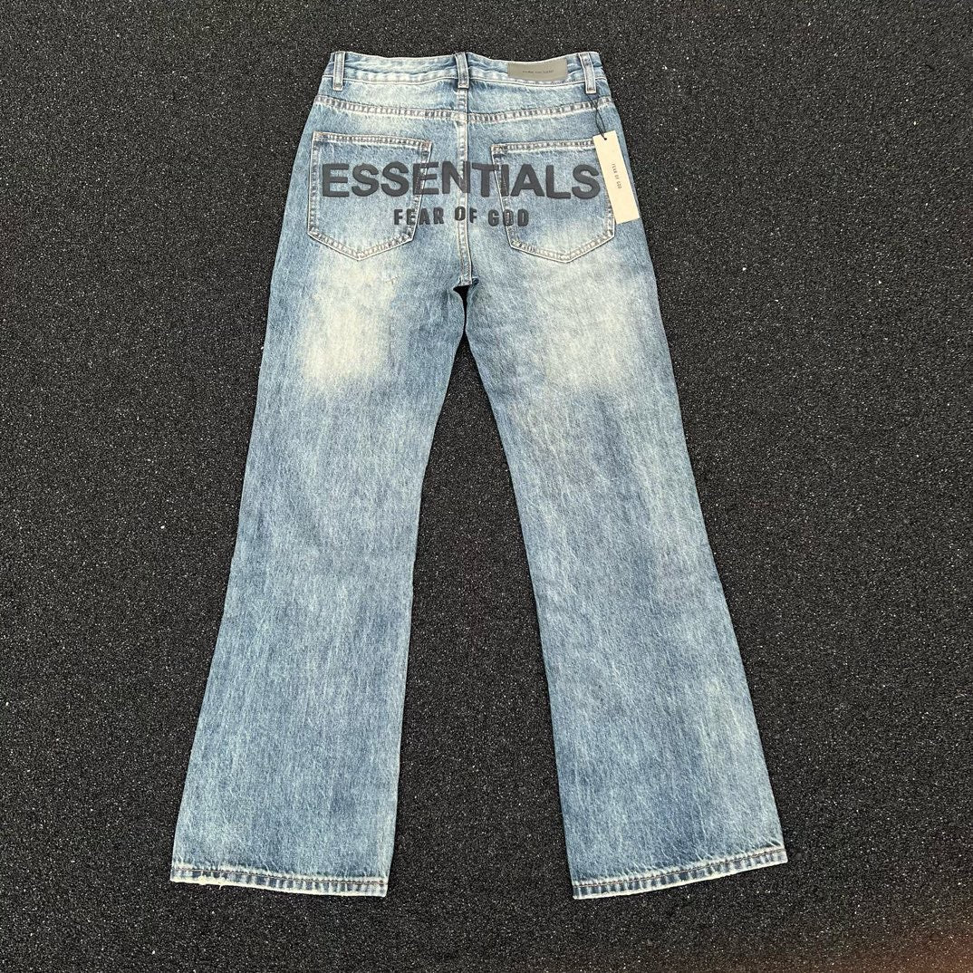 FEAR OF GQD Double Line Blue Heavy Washed Jeans High Street Couple Men and Women Jeans