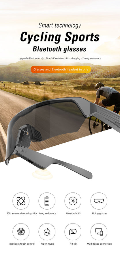 Outdoor Sports Sunglasses Smart Glasses Fashionable Cycling Bluetooth Glasses for Listening to Music and Calling Unisex