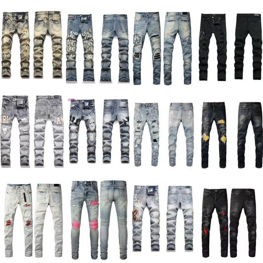 GMAM Heavy Craft Washed Distressed High Street Embroidered Unisex Jeans