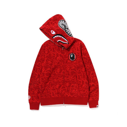 Shark Head Hoodie for Men Camouflage Full Print 30th Anniversary Pure Cotton Thin Fleece Hooded Sweatshirt