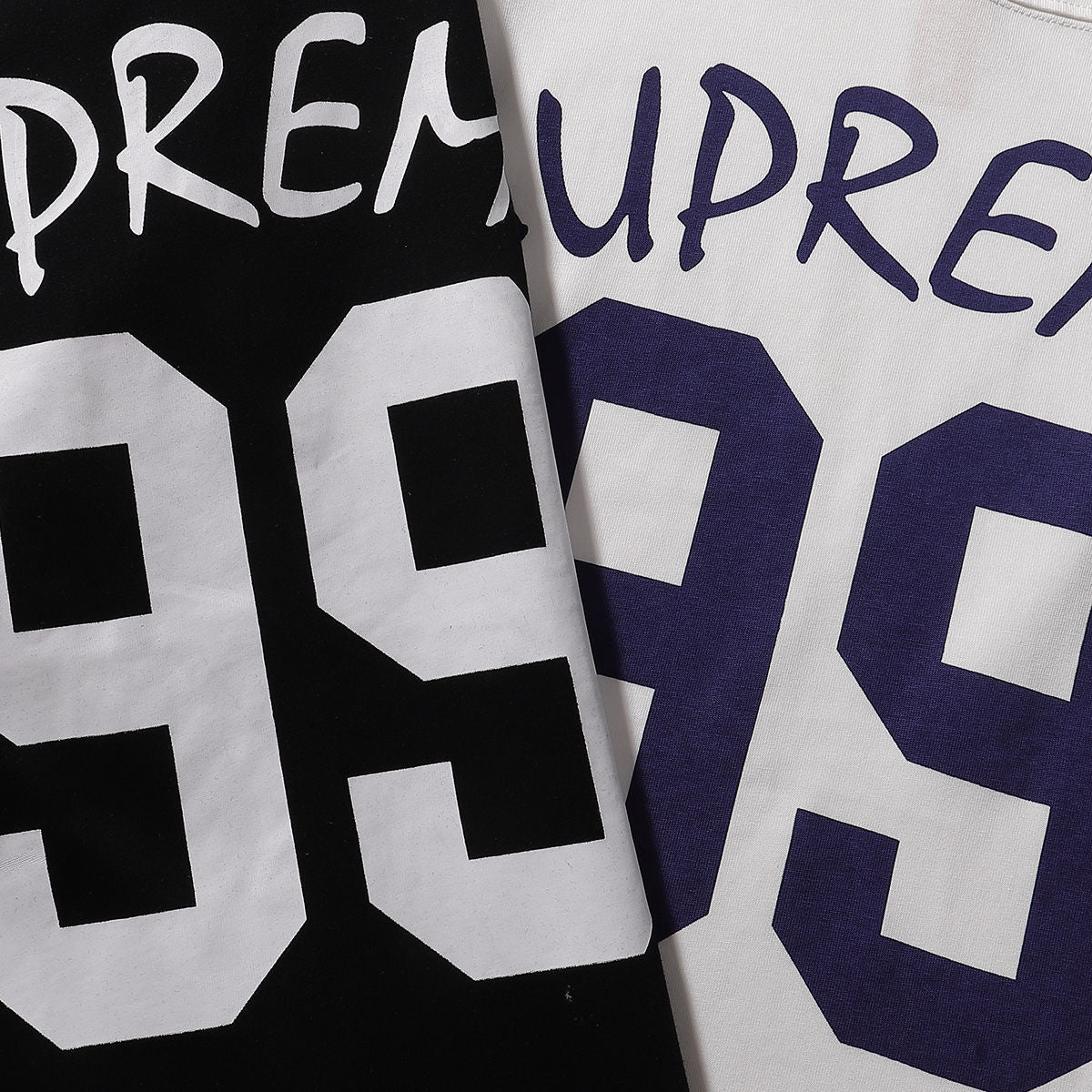 ss25supreme Crew Neck Short Sleeve American Style Trendy Classic Football Shirt Patchwork Ribbed High Street Top T-Shirt Unisex