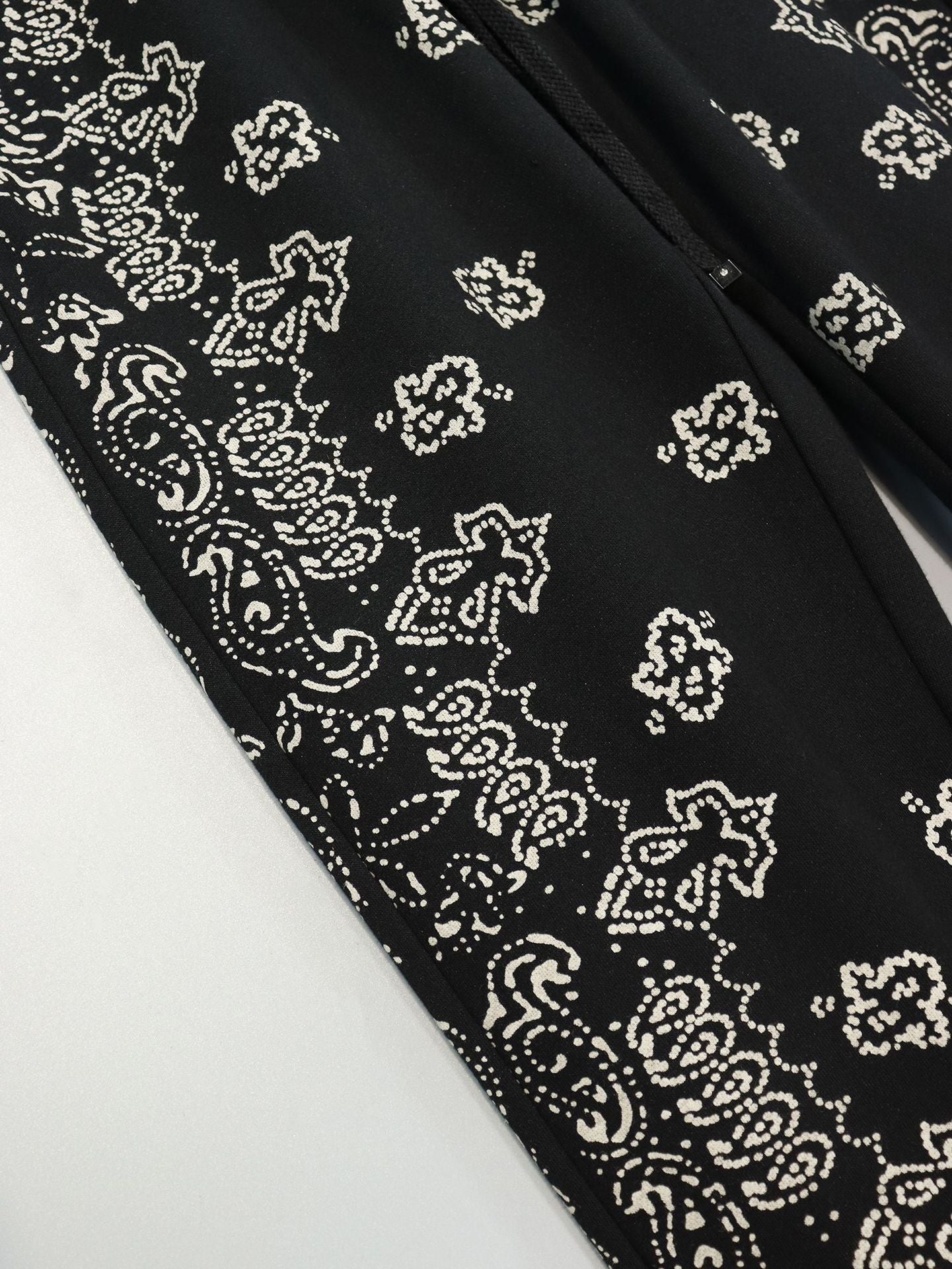 Hooded Sweatshirt Cashew Hoodie Floral Loose Pants Unisex Retro Sports Set Casual Pants Trend