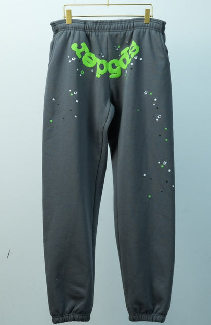 [Fleece Lined]Young Thug American Style Brand Sp5DER 555555 Spider Web Foam Print Casual Unisex Sweatpants