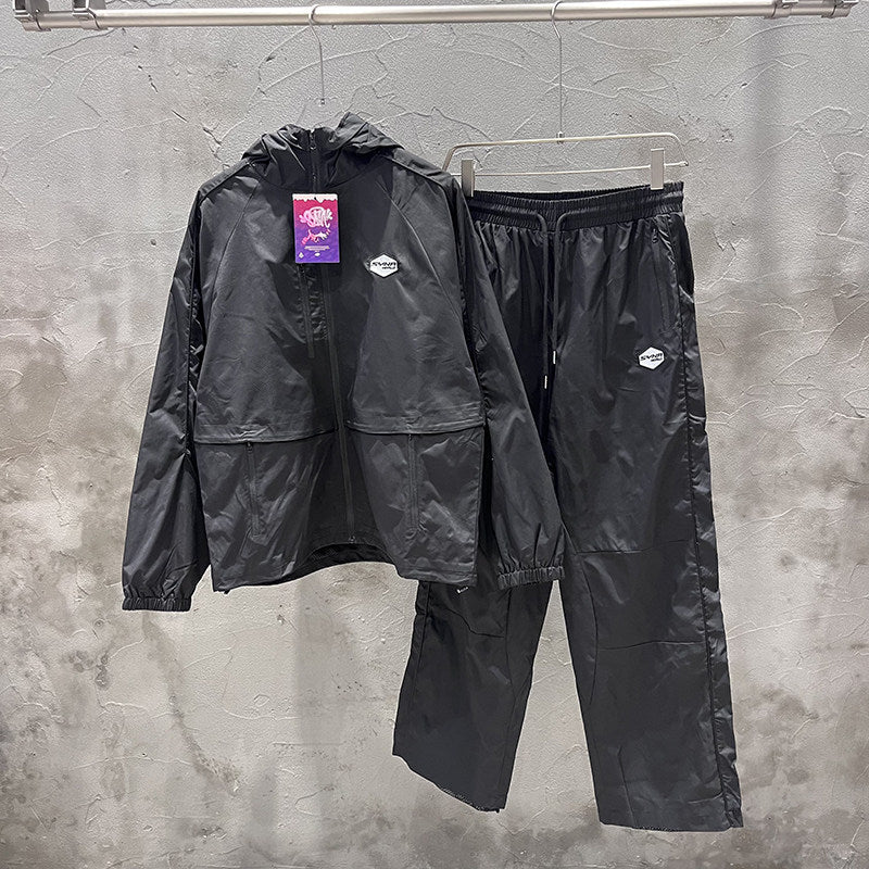 GMABCD Black hooded jacket and straight-leg pants - coordinated outfit, sold separately