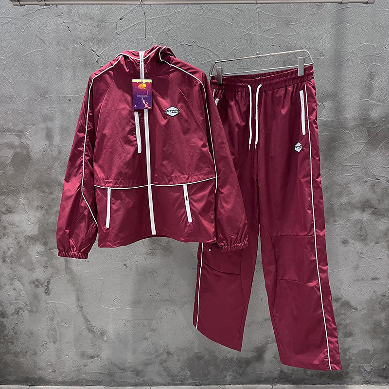 GMABCD Red hooded jacket and straight-leg pants - coordinated outfit, sold separately