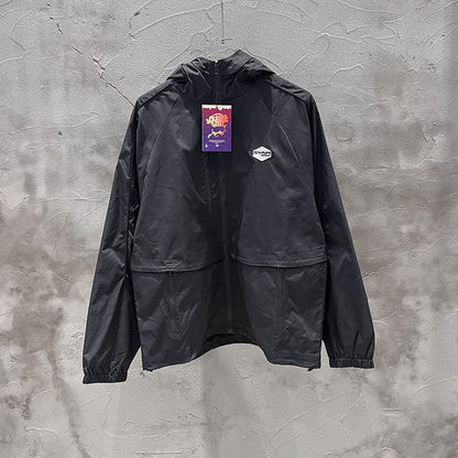 GMABCD Black Hooded Jacket - zip-front view