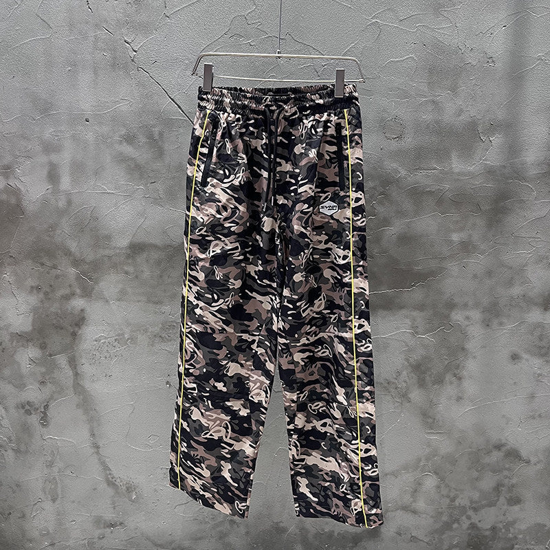 GMABCD Camo Pants - drawstring waist and straight-leg front view