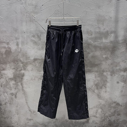GMABCD Black Pants - drawstring waist and straight-leg front view