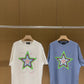 Teddy bear-shaped colorful star rhinestone letter round neck loose short sleeve T-shirt for men and women P63
