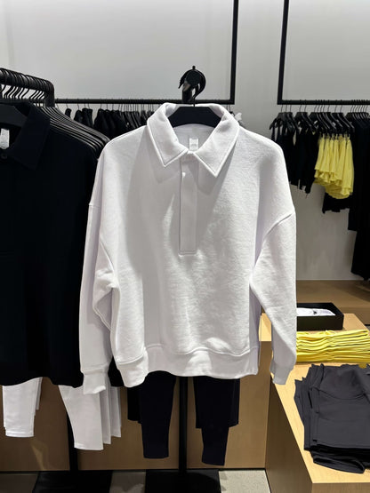 GMABCD polo collar sweatshirt white color variant product photo, mens casual knit top