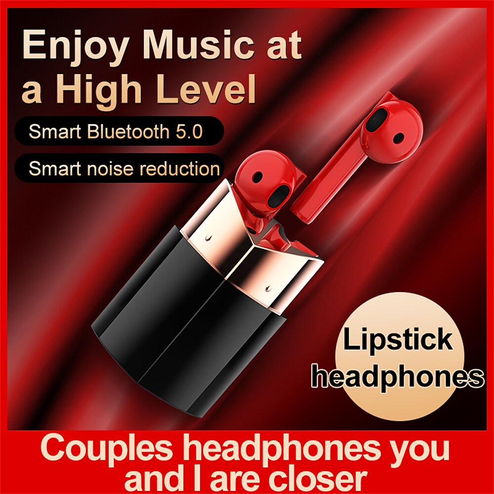 GM K50 Lipstick Bluetooth Headset Couple Earbuds Wireless Stereo Bluetooth Headset For Boyfriend And Girlfriend Birthday Holiday Gift