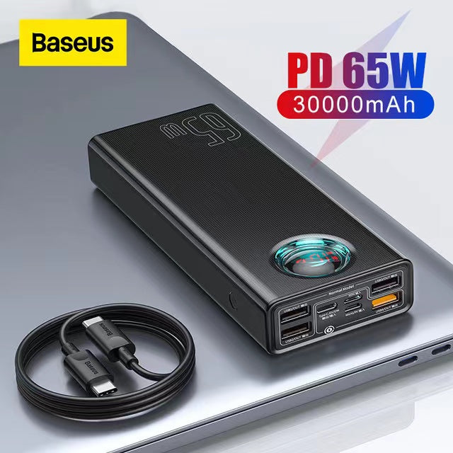 Portable Large Capacity 65W Power Bank 30000mAh PD Quick Charging Powerbank Portable External fast Charger For Phone Tablet
