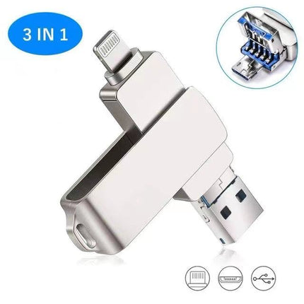 OTG USB Flash Drive 256GB USB 3.0 Usb Stick 3 in 1 Memory Stick External Storage Pendrive Memory Devices for iPhone/Android