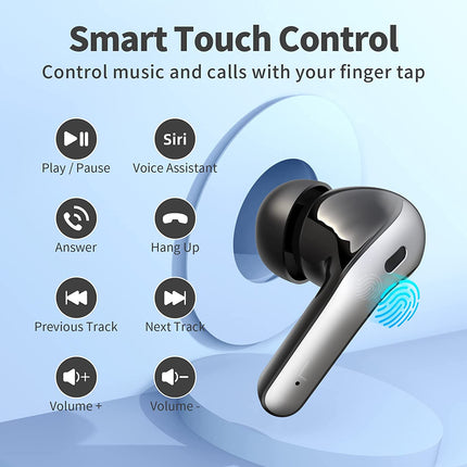 GM X08 Bluetooth Headphones True Wireless Earbuds 60H Playback LED Power Display Earphones with Wireless Charging Case IPX5 Waterproof in-Ear Earbuds with Mic for TV Smart Phone Computer Laptop Sports
