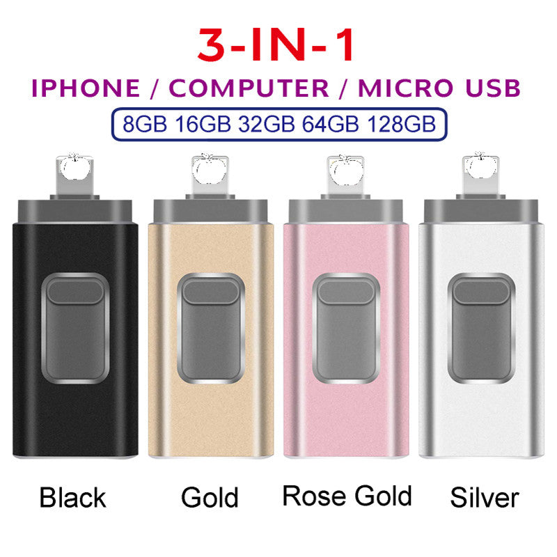 Pendrive 128GB 3 in 1 iPhone USB Flash Drive OTG 32GB Pendrive 3.0 Cle Usb Flash Drive 64GB For for iPhone /Android/Tablet PC