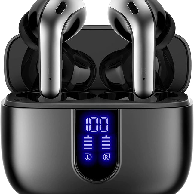 GM X08 Bluetooth Headphones True Wireless Earbuds 60H Playback LED Power Display Earphones with Wireless Charging Case IPX5 Waterproof in-Ear Earbuds with Mic for TV Smart Phone Computer Laptop Sports