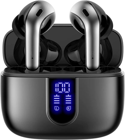 GM X08 Bluetooth Headphones True Wireless Earbuds 60H Playback LED Power Display Earphones with Wireless Charging Case IPX5 Waterproof in-Ear Earbuds with Mic for TV Smart Phone Computer Laptop Sports