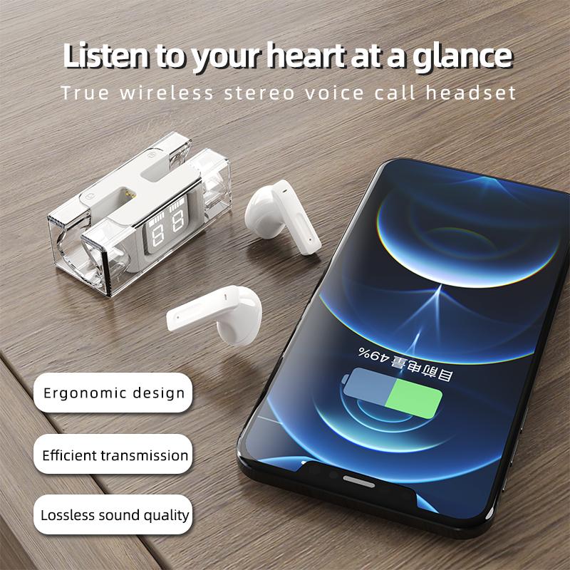 GM E90 Transparent Design True Wireless Gaming Earbuds Handsfree Sport Stereo Heavy Bass Quality Sounds LONG PLAYING